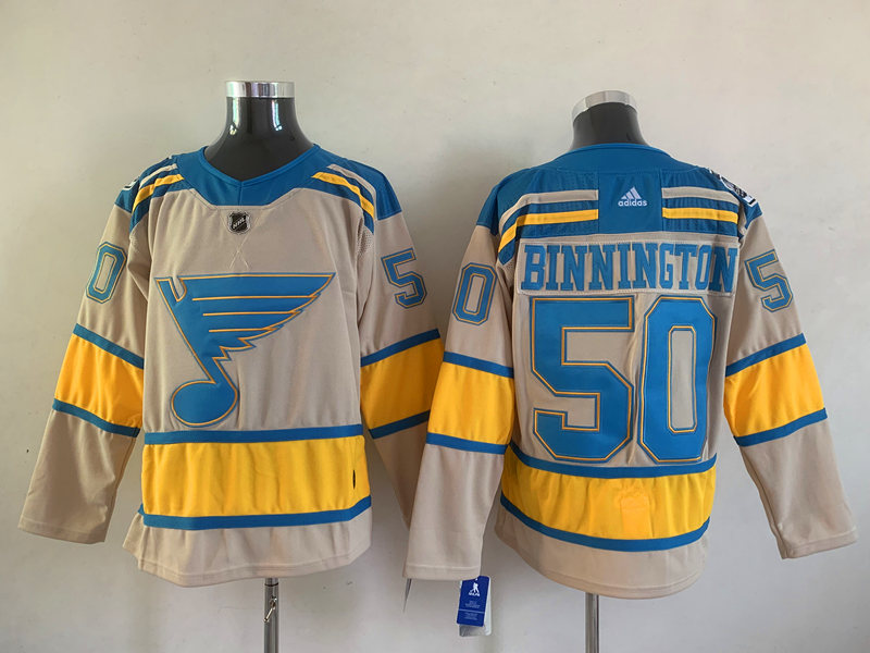 Men's St. Louis Blues Jordan Binnington #50 Cream Breakaway Jersey